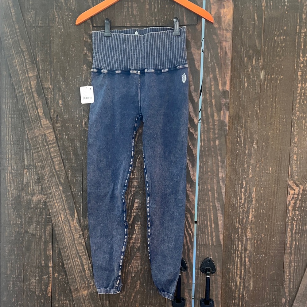 FP Movement by Free People Washed Navy Blue High-Waist Leggings